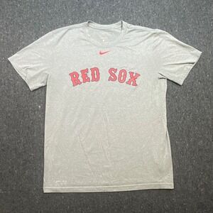 Nike Sportswear Mens M Gray Red Sox Dri-FIT Short Sleeve Graphic T-Shirt MLB